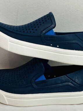 Kids Sz 6 Crocs CitiLane Roka Slip-On Sneakers/Water Shoes Navy/White VGUC